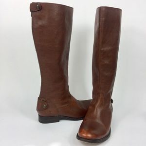 Frye Women's Tall Leather Brown Riding Boots Zip